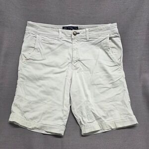 American Eagle Active Flex Slim Fit Shorts Mens 32 Khaki Off White Stretch 9in